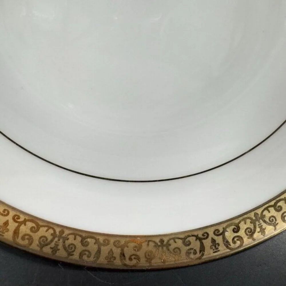 Royal Gallery‎ Gold Deep Dish Plates Macy 1991 Porcelain Made In Sri Lanka Set 2